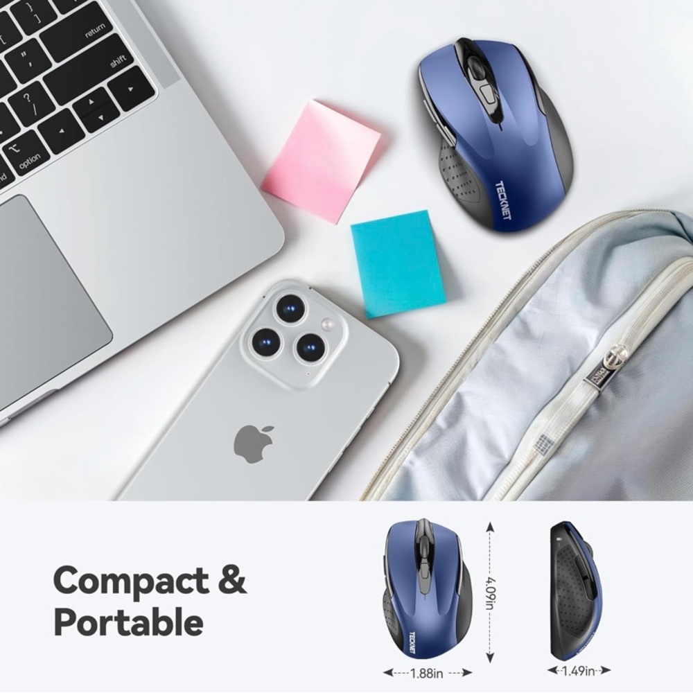 🆕 TECKNET Navy Wireless Mouse - Picture 2 of 9